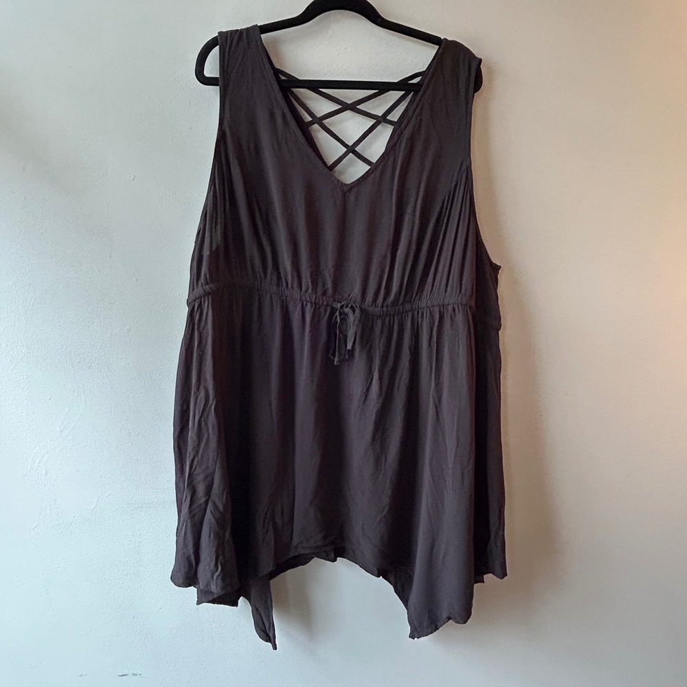 Torrid Womens‎ Black Rayon Strappy Babydoll Hanky Hem Tank Top Size 3